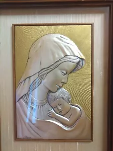 Quadro In Argento Alliani 996% In Rilievo ACCA s.n.c. Madonna Con Bambino - Foto 1 di 8