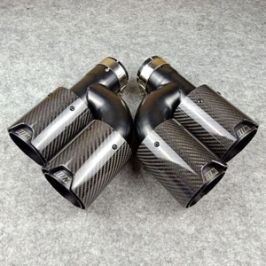 Real Carbon Fiber h Exhaust Tips Dual Pipes M End Kit For BMW In63mm Outlet 93mm - Bild 1 von 7