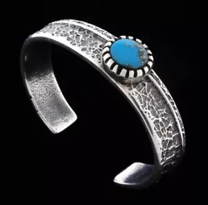 Natural Morenci Turquoise Bracelet By Navajo Artist Isiah M. Begay - Picture 1 of 3