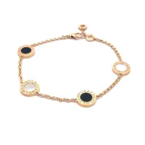Bulgari Rose Gold 4 Disc Bracelet 18k Engraved Bezel Chain - Picture 1 of 7