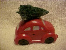 Dept 56 Red Volkswagon Bug With Christmas Tree On Top Hand Painted Ceramic