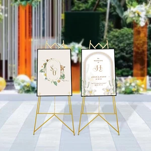 2-Pack Gold Steel Easel Stand, Adjustable Display Tripod for Weddings & Events - Picture 1 of 16