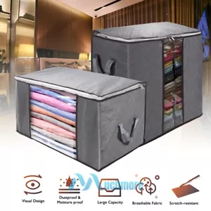 Large Foldable Storage Bag Clothes Blanket Quilt Closet Sweater Organizer Boxes - Picture 1 of 18