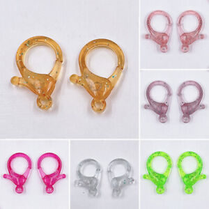 10Pcs Plastic Lobster Clasp Clips Jelly Color Hooks Keychain Key Ring Decoration