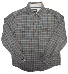 Marmot Flannel Shirt Mens Large Gray Plaid LS Classic Soft Pockets Logos - Picture 1 of 13