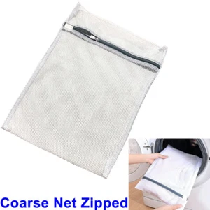Foldablel Laundry Underwear Lingerie Mesh Wash Basket Bag Coarse Net Zipped - Picture 1 of 7