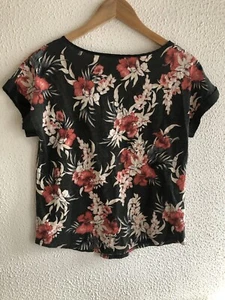 Ladies Oasis Pretty Green Pink Floral Top Size Medium Cotton Summer - Picture 1 of 3