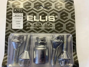 12mm x 1.5mm / 60 degree taper/ ELLIS LOCKING WHEEL BOLTS / UNIVERSAL - Picture 1 of 2