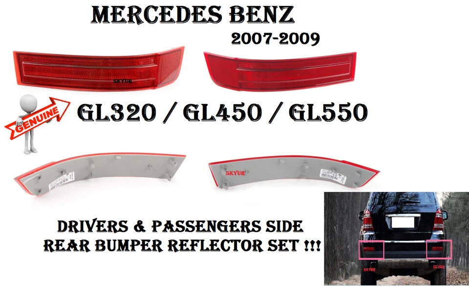 Mercedes Left & Right Rear Bumper Reflector Set GL320 GL450 GL550 GENUINE - Image 1 of 4