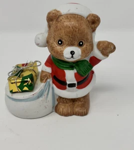 Estatuilla de oso de Navidad JSNY 3,5"" hecha en Taiwán decoración navideña cerámica de colección - Imagen 1 de 7