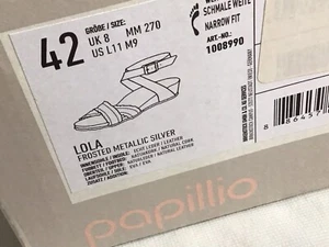 NIB Papillio Birkenstock Lola 42 Frosted Metallic Silver Wedge Sandal Wedding - Picture 1 of 9
