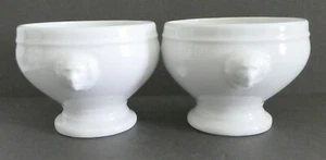 APILCO Soup Bowl SET OF 2 White French Porcelain Lion Head Handles NWOT UNUSED - Picture 1 of 9