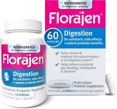 Probióticos de digestión Florajen (refrigerados) - Suplemento avanzado de gases e hinchazón con Foto 1 de 4