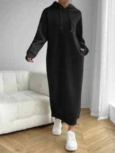Damen Oversize Hoodie Kleid Freizeit Sweatshirt Kleid mit Taschen Kapuze Pullover - Bild 1 von 6