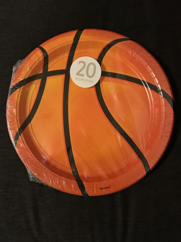 Redondo 10,5 pulgadas. Plato de papel de baloncesto 20ct Foto 1 de 1