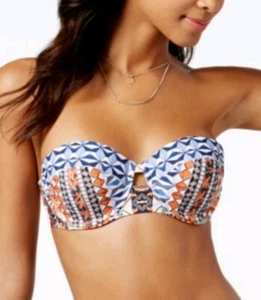 RACHEL Rachel Roy Patchwork-Print Bügel Band Multi Bikini Oberteil - XS - Neu mit Etikett - Bild 1 von 3