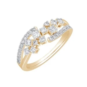 1/2 Ct Round Cut Lab Grown Diamond Cluster Engagement Ring 925 Sterling Silver - Picture 1 of 9
