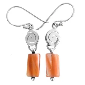 925 Sterling Silver Pink Mother Of Pearl Shell Sterling Earrings, 1" - Picture 1 of 3