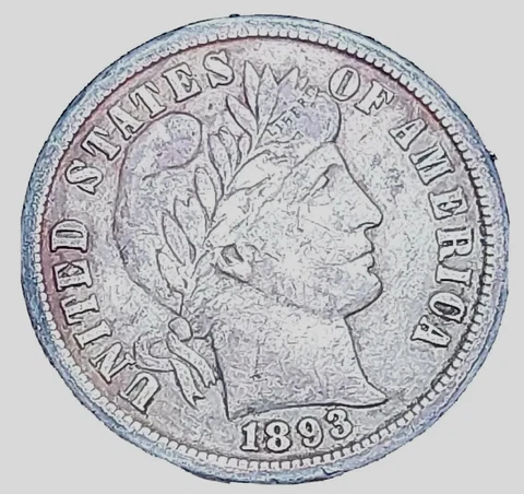 1893-O Silver Barber Dime~Scarce Date Coin~ Full Liberty/Higher Grade Details Cover