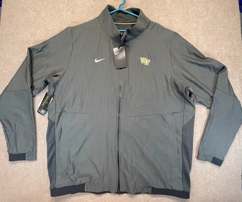 Wake Forest Nike Team Travel Jacket NWT Men's 3XLT Tall Gray Full Zip On Field Cover