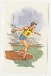 OLYMPIC SPORTS OLYMPIQUES ATHLETICS DISCUS THROW DISKUSWURF IMAGE CARD - Picture 1 of 2