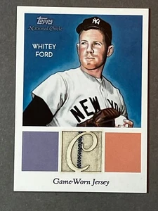 2010 Topps National Chicle Whitey Ford GAME USED Jersey PINSTRIPE Card Yankees - Picture 1 of 2