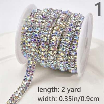 2 Yard Crystal Rhinestone Trimming Chain Ribbon Diamante Sewing Craft Decor - Image 1 of 4