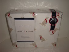 Tommy Hilfiger Dogs Flannel Full Sheet Set Nip Labrador Retriever Dog Lab