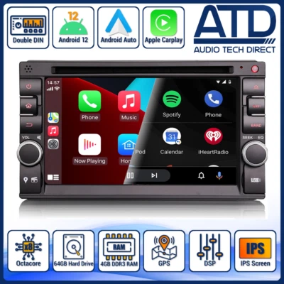 Unità Radio Android Double DIN Auto GPS CarPlay SatNav DAB IPS DVD DSP - Immagine 1 di 4