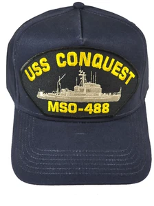 USS Conquest MSO-488 Ship HAT - Navy Blue - Veteran Owned Business - Picture 1 of 1
