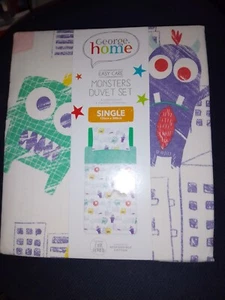 Monsters Duvet Cover Set single size Green White blue red Asda George - Picture 1 of 2