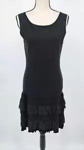 NUEVO Vestido Jersey Karen Millen Negro Sin Mangas Volantes Dobladillo Trasero Cremallera y Lazo Talla 4 - Imagen 1 de 24