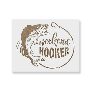 Weekend Hooker Bass Fishing Stencil - Durable & Reusable Mylar Stencils