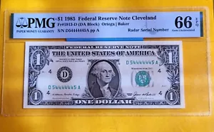 $1 1985 Federal Reserve Note Cleveland UNC 66 EPQ - Picture 1 of 2