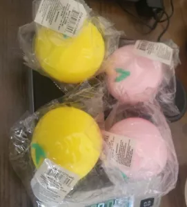 Set of 4 -Silicone 3in 3oz Peach Squishy Anxiety Relief Squeeze Ball PINK/YELLOW - Picture 1 of 6
