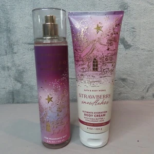 Bath & Body Works STRAWBERRY SNOWFLAKES Body Mist Spray FFM Creme Lotion Set 2 - Bild 1 von 7