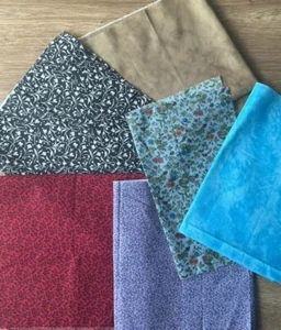 Lot Of Vintage Fabric Remnants, 6 Pcs., Fabrics Bundle, Vintage - Picture 1 of 8