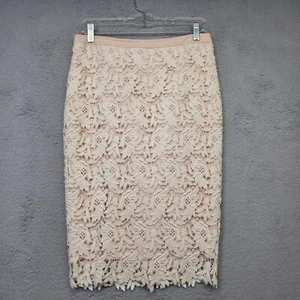 Lounge grauer Bleistiftrock Damen M weiß Häkel tailliert Blumen Spitze Overlay Luxus - Bild 1 von 14