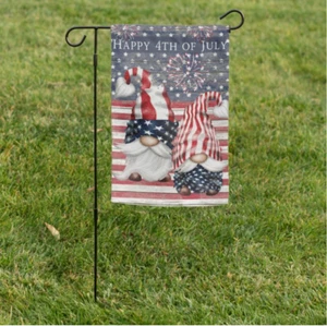 Happy 4th of July Gnome Summer Garden Flag 2 Sided New - Picture 1 of 1