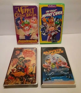 Jim Henson Muppet Movies 4 VHS LOT - Caper, Space, Theater, Treasure Island - Picture 1 of 12