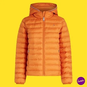 TOMMY HILFIGER Women's Lightweight Padded Hooded Jacket, Orange, UK XS, RRP £180 - Picture 1 of 7