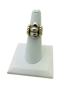 Lagos Caviar Sterling Silver & 18k Yellow Gold Fluted Ring Size 6 - Picture 1 of 6