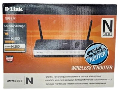D-Link DIR-615 Wireless N 300 Cable Router Black with Box and Manual Open Box - Image 1 of 4