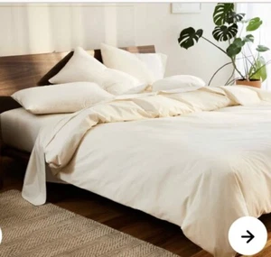 Brooklinen Classic Percale Flat Sheet Queen Solid Cream 92”x 104” 270 TC - Picture 1 of 3