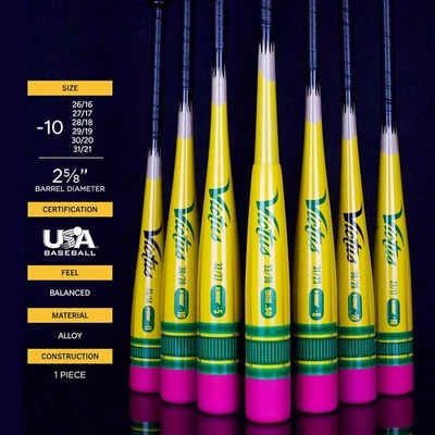 New Victus Vibe Pencil Youth Baseball Bat, 2 5/8" 30/20 Barrel, -10 Drop, USA - Image 1 of 2