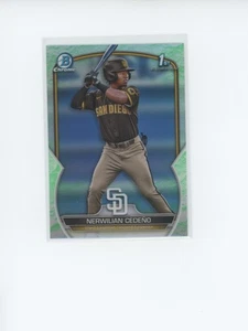 2023 Bowman Chrome Nerwilian Cedeno #BCP-81 1st Bowman Green Lunar Refractor - Picture 1 of 2