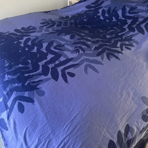 Marimekko crate & barrel queen size Davé cover navy purple leaf print design. - Picture 1 of 5