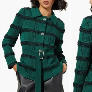 NEU Damen Ming Wing Heritage Fit grün schwarz Sakko Large Blazer Tweed - Bild 1 von 9