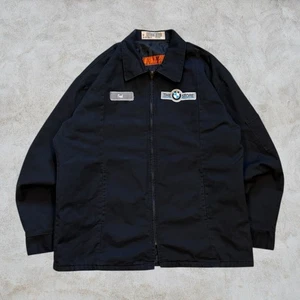 Vintage 90s Red Kap BMW Store Bomber Jacket Quilted Mechanic Workwear Mens Large - Picture 1 of 4