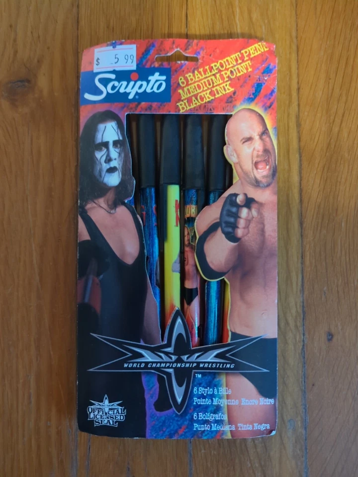 NUEVO WCW Goldberg Sting Kevin Nash Scripto 6 Bolígrafo Tinta Negra Set WWE WWF Foto 1 de 1